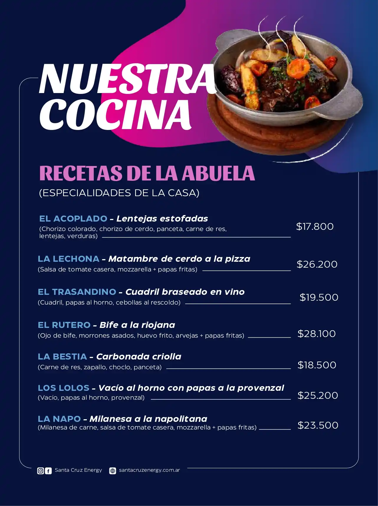 Menú página 1
