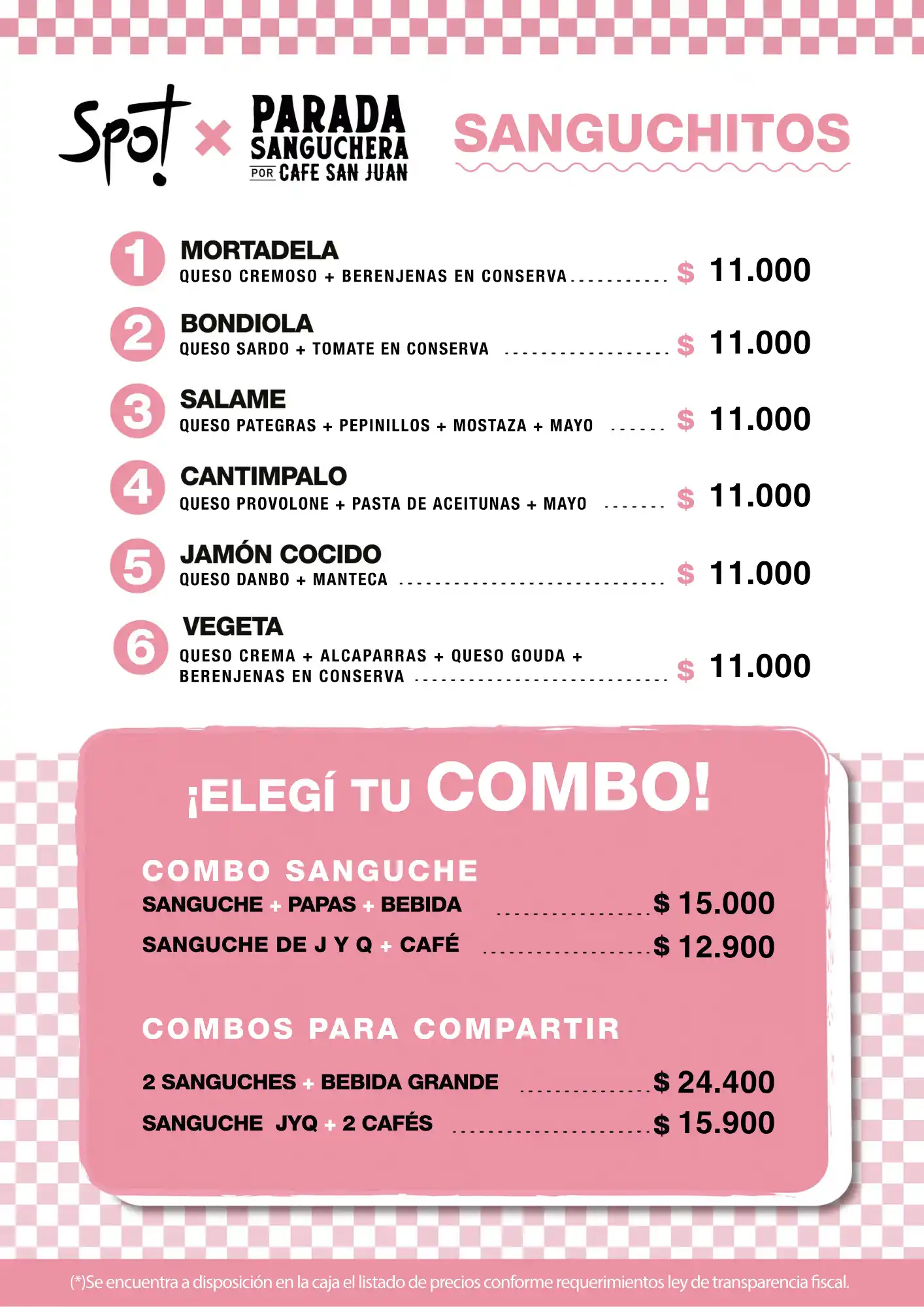 Precios Parada Sanguechera 1