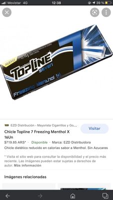 CHICLE TOP LINE 7 FREEZING MENTHOL
